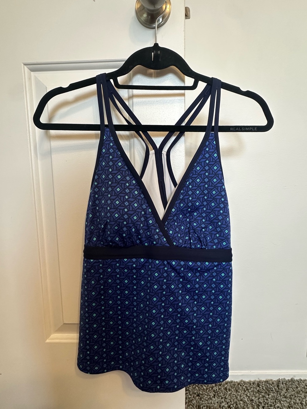 L.L. Bean Racerback Printed Tankini Top Size 12